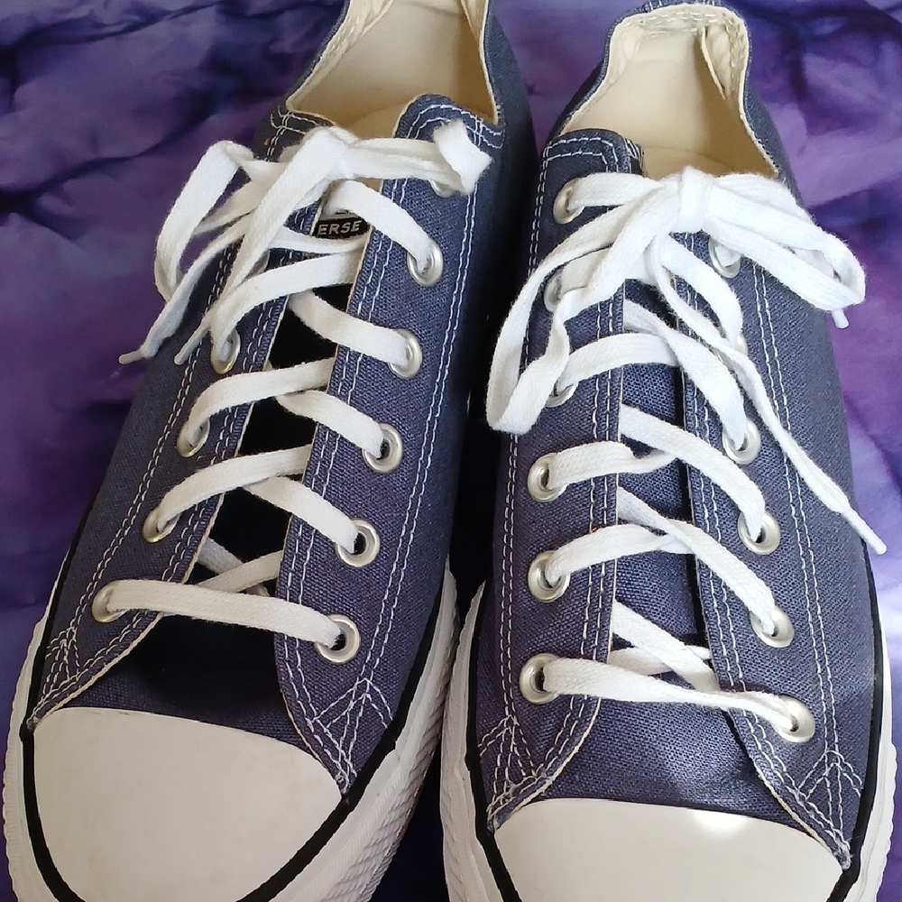 Converse Navy Canvas Sneakers with White Laces